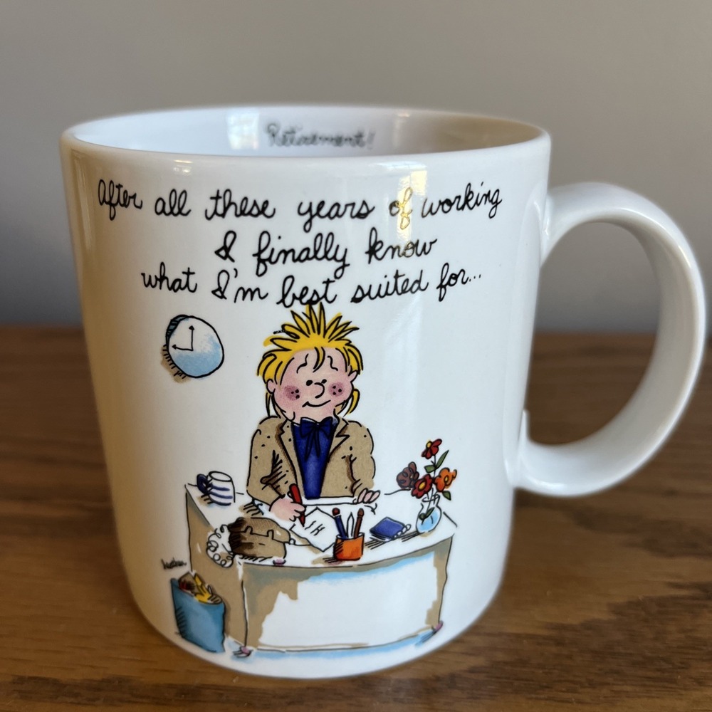 Vintage Applause 1987 Heather Harms "Retirement" 12‎ oz Ceramic Coffee Mug